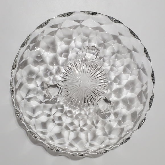 Fostoria American 3 Toed Tidbit 7 1/4" Sparkling Cubist Server - Picture 9 of 15